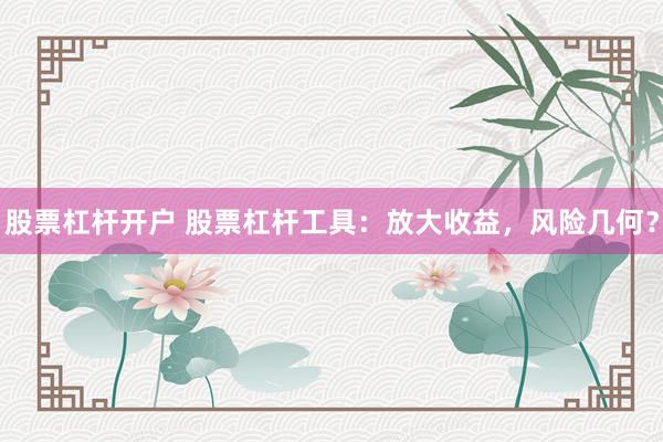 股票杠杆开户 股票杠杆工具：放大收益，风险几何？