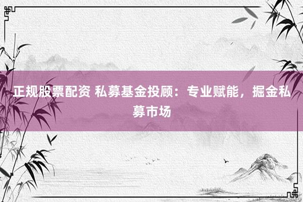 正规股票配资 私募基金投顾：专业赋能，掘金私募市场