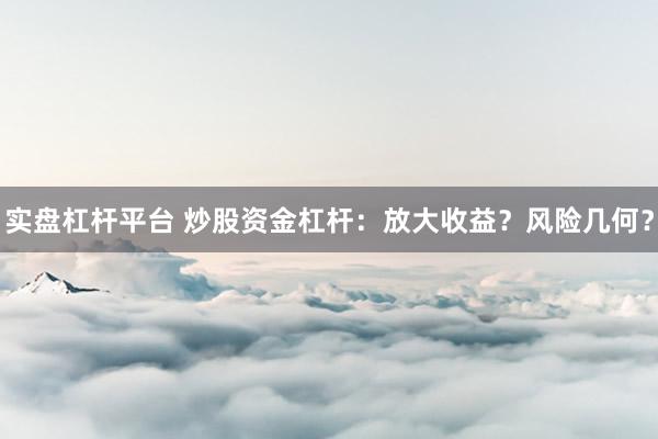 实盘杠杆平台 炒股资金杠杆：放大收益？风险几何？
