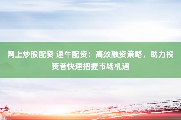 网上炒股配资 速牛配资：高效融资策略，助力投资者快速把握市场机遇