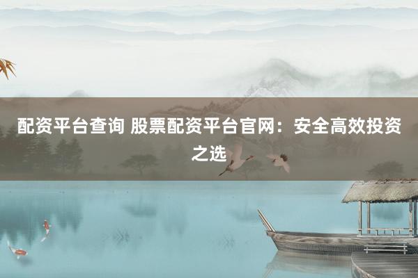 配资平台查询 股票配资平台官网：安全高效投资之选