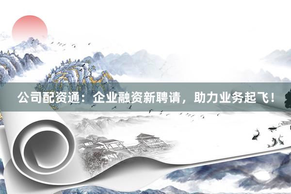 公司配资通：企业融资新聘请，助力业务起飞！
