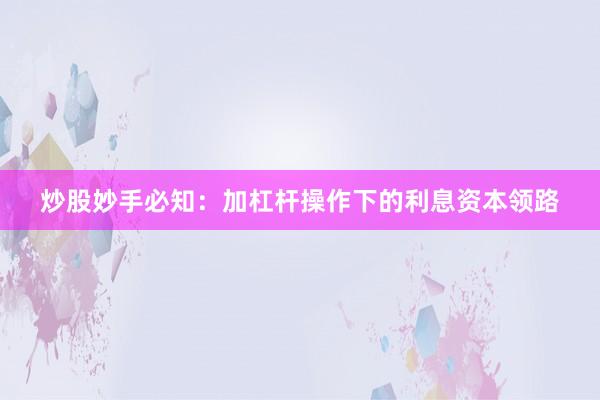 炒股妙手必知：加杠杆操作下的利息资本领路