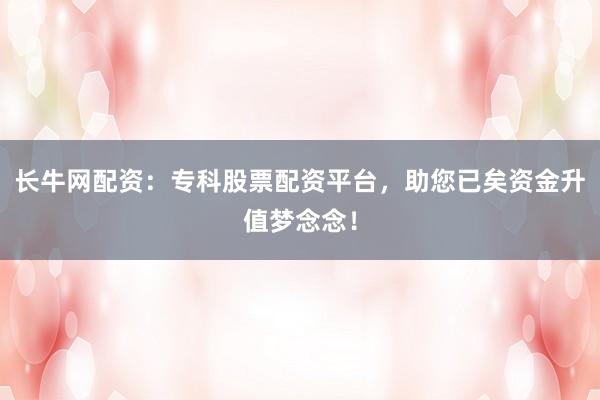 长牛网配资：专科股票配资平台，助您已矣资金升值梦念念！