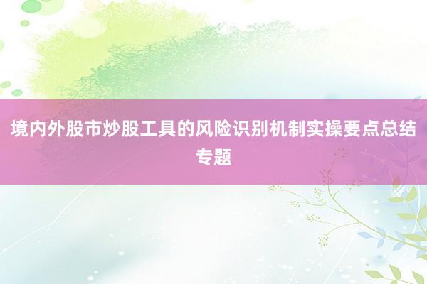 境内外股市炒股工具的风险识别机制实操要点总结专题
