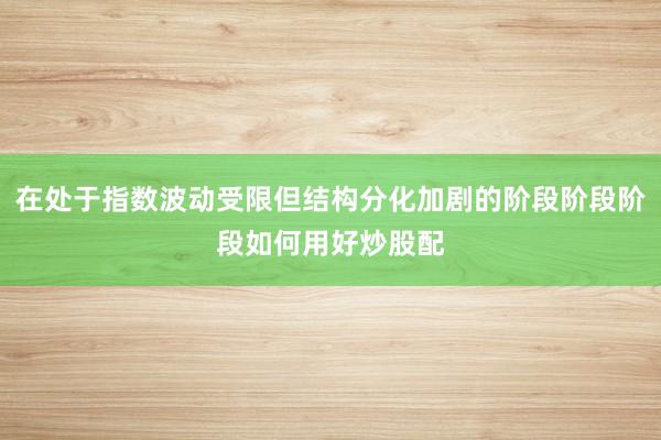 在处于指数波动受限但结构分化加剧的阶段阶段阶段如何用好炒股配