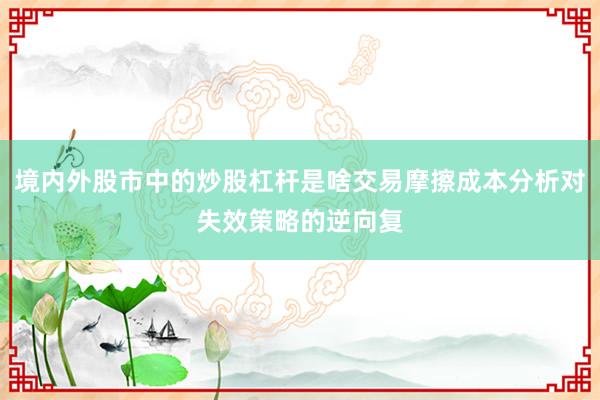 境内外股市中的炒股杠杆是啥交易摩擦成本分析对失效策略的逆向复