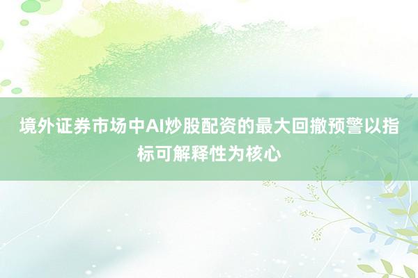境外证券市场中AI炒股配资的最大回撤预警以指标可解释性为核心