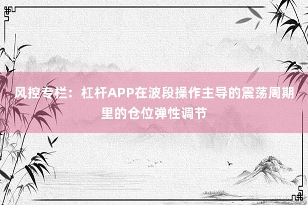 风控专栏：杠杆APP在波段操作主导的震荡周期里的仓位弹性调节