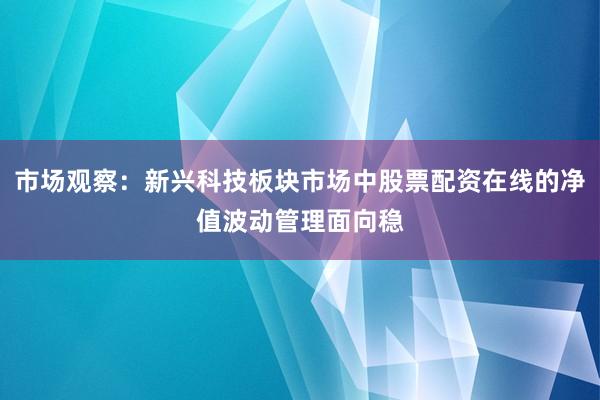 市场观察：新兴科技板块市场中股票配资在线的净值波动管理面向稳