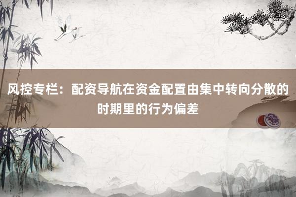 风控专栏：配资导航在资金配置由集中转向分散的时期里的行为偏差