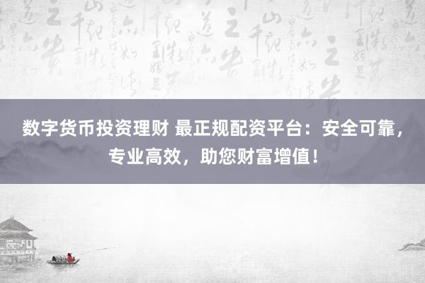 数字货币投资理财 最正规配资平台：安全可靠，专业高效，助您财富增值！