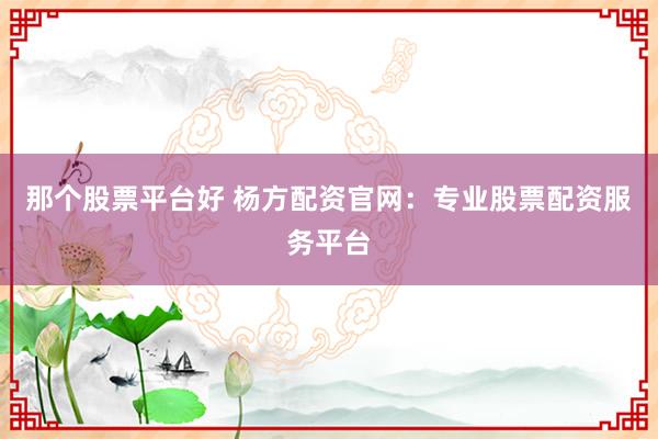 那个股票平台好 杨方配资官网：专业股票配资服务平台